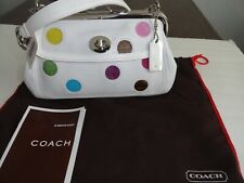 New Coach Frame Purse Limited Edition Dot White Signature Suede Patent Bag NWT