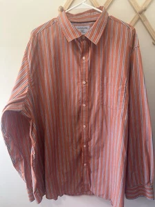 Croft And Borrow Men’s XXL Easy Care Shirt Orange And Blue Stripes Church Easter - Picture 1 of 4
