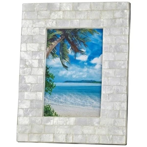 Brick Patterned Capiz Shell Photo Frame 4x6" Ivory - Picture 1 of 1