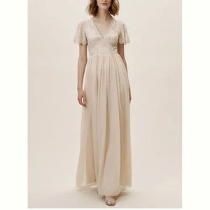 BHLDN Fresna Maxikleid V-Ausschnitt Größe 8 verziert Brautjungfer formell Hochzeit - Bild 1 von 18