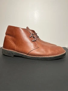 Mens CLARKS Originals Dark Tan Leather Desert Boots / Size 13 Medium - Picture 1 of 9
