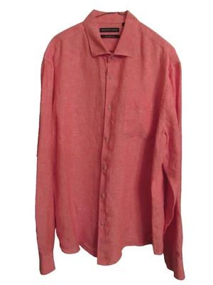 Saks Fifth Avenue Hombre Talla XL Naranja 100% Lino Camisa Manga Larga SIN USAR Foto 1 de 4