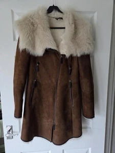 Celtic & Co Cappotto Donna Marrone Shearling Toscana con Cappuccio Taglia Media (10) Ottime Condizioni - Foto 1 di 8