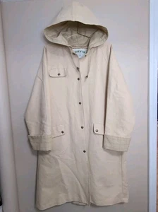 Orvis Womens Beige Button Up Trench Coat Style Cotton Jacket Size M-L SEE PICS - Picture 1 of 16