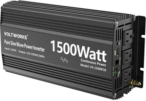 ✅ Wechselrichter 1500Watt Reiner Sinus Wechselrichter 12V auf 110V 120V AC mit UL Sicherung - Bild 1 von 7