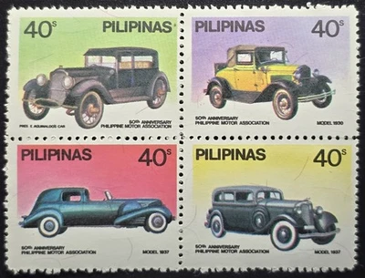 Filipinas - 1979 Scott #1412a–1415a 50 aniversario Filipinas Motor Car Set Foto 1 de 3