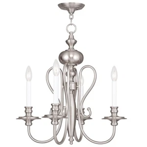 Livex Lighting 5164 Nickel Caldwell 4-Light 1 Tier Chandelier - Picture 1 of 1