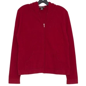 Kirkland Strickjacke Pullover Kaschmir minimalistisch adrett Kapuze durchgehender Reißverschluss rot Large - Bild 1 von 7