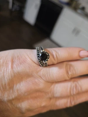 2.57ct Black Moissanite Engagement Ring Wedding Band 925 SS Size8 *READ DSCRPTN* - Image 1 of 4