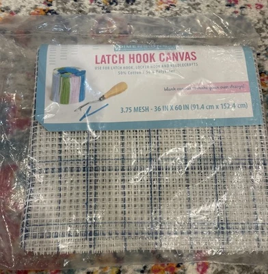 DIMENSIONS Latch Hook Canvas 3.75 Mesh 36" x 60" Cotton Poly Make Own Design NEW - Image 1 of 4