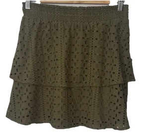 Bar III Rock oliv Ösen Stickerei Boho Gummizug Pull On Stufen Mini XS NEU - Bild 1 von 7