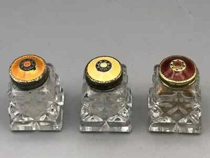 Norwegian Sterling Silver Guilloché Enamel Salt Shakers – 925 Gilt Tops RARE - Picture 1 of 7