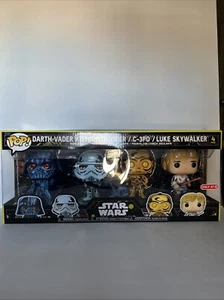 Funko Pop Star Wars Retro Vader Trooper C-3PO Luke 4 Pack Target Exclusive - Picture 1 of 8