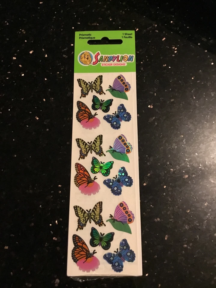 Vintage SandyLion Prismatic Colorful Butterflies Stickers