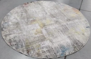 GREY / GOLD 7' X 7' Round Back Stain Rug, Reduced Price 1172714570 MNY645A-7R - Picture 1 of 4