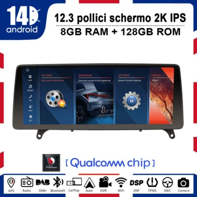 12.3" 8+128GB Android 14 Autoradio Carplay GPS Navigatore BMW X5 E70 X6 E71 CIC - Imagen 1 de 4