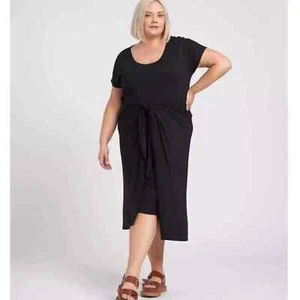 Universal Standard Dress size L = 22-24 Plus Black Wrap Tie T -Shirt - Picture 1 of 13