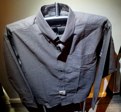 Croft & Barrow Size 17/36 Wrinkle Resistant Brown and Beige long Sleeve Mens NWT - Image 1 of 4