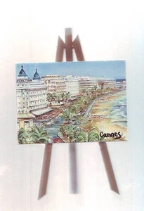 Petite Peinture Sur bois collée sur petit  trepied : Cannes croisette et hotels  - Picture 1 of 1