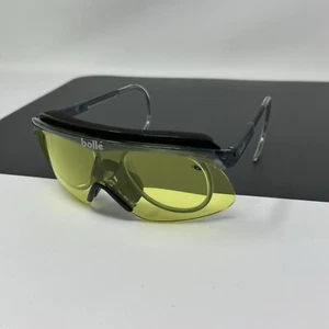 Bolle Sunglasses 13E2 Crystal Black Frame Yellow Lens France & Eyeglass Clip On - Picture 1 of 14