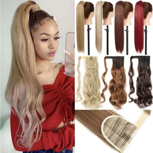 1PCS Hair Ponytail Clip In Hair Extensions Real as Human Wrap Around Pony Tail - Picture 1 of 51