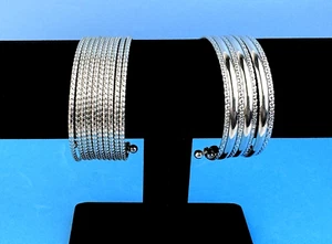 Two Silvertone Multi-strand Cuff Bracelets - Picture 1 of 8