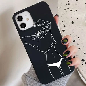 Cute Sexy Girl Line Art Fashion Phone Case For iphone 11 12 13 Pro Max XR 7 8 + - Picture 1 of 6