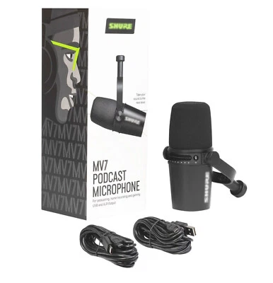 For Shure MV7 Cardioid Dynamic Vocal / Broadcast Microphone USB & XLR Outputs - Image 1 of 4