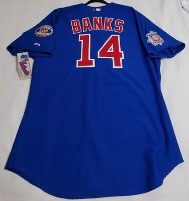 ¡Auténtico! Majestic, 52 2XL, CHICAGO CUBS ERNIE BANKS ON FIELD JERSEY Foto 1 de 4