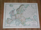 1907 ANTIQUE MAP OF EUROPE GERMAN AUSTRIA RUSSIA EMPIRE POLAND FRANCE TURKEY