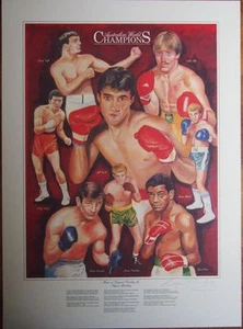 AUSTRALIAN BOXING WORLD CHAMPIONS PRINT FROM THE ORIGINAL SIGNED BY THE ARTIST - Foto 1 di 2