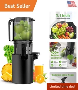 Sleek Cold Press Juicer - 350W, 5.4" Feed Chute, Automatic Safety for Family Use - Picture 1 of 9