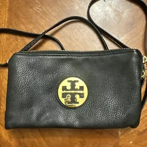 Wristlet Wallet Clutch Crossbody Black With Gold Logo Cross Body - Picture 1 of 11