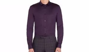 Camisa para hombre Hill Archer 18 34/35 ciruela púrpura manga larga vestido 55 % algodón NUEVO - Imagen 1 de 1