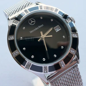 Mercedes Benz Ladies Women's Classic Car Accessory Ceramic Swarovski Swiss Watch - Picture 1 of 19
