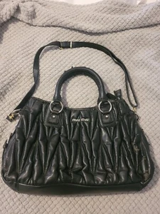 MIU MIU Womans Black Leather Shoulder Bag Handbag - Picture 1 of 1
