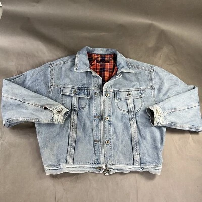 Chaqueta vaquera vintage Banana Republic pequeña azul para hombre forrada de franela con botones A154 Foto 1 de 4