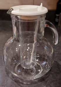 Bormioli Rocco Kufra Glass Pitcher w/ Ice Container Stirrer & White Lid ITALY - Picture 1 of 24