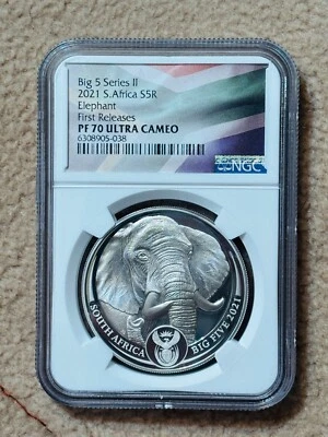 2021 Big 5 Series II Elephant First Relases PF 70 Ultra Cameo - Image 1 of 2