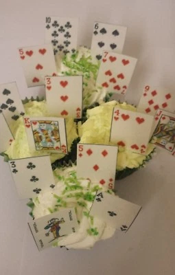 SHARONS EDIBLE BUTTERFLIES 56 Edible Precut wafer paper Playing Cards for cakes/cupcake toppers
