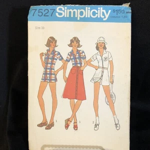 Vestido de tenis Top y pantalones cortos patrón vintage 1976 Simplicity #7527 Misses talla 10 NUEVO @42 - Imagen 1 de 4