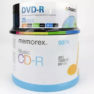 Memorex Music CD-R 40x - 75 Pack - 700MB - 80 Minute, Polaroid 120 Min 4.7GB 16X - Picture 1 of 5