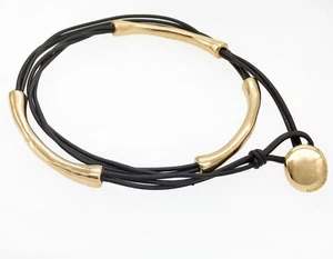 Authentic Uno De 50 Unisex  Fashion Gold Not To Be Leather Wrap Bracelet Bangle  - Picture 1 of 11