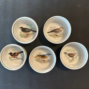 Le Faune Fireproof By Louis Lourioux Porcelain Bird Design Ramekins Set Of 5 - Picture 1 of 7