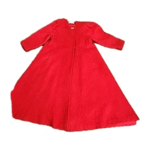 Vintage Elegant Fashions Red Wool Blend Full Length Opera Coat w/Matching Scarf - Picture 1 of 18