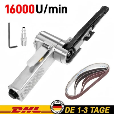 Druckluft Bandschleifer Fingerschleifer m. 10mm Schleifbänder Druckluftschleifer - Bild 1 von 4