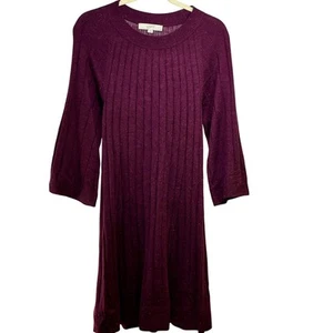 Ann Taylor LOFT Sweater Dress Maroon Knit Women's Medium Knee Length Sheath L/S - Picture 1 of 4