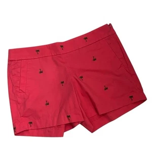 J.Crew Damenshorts Größe 10 rosa Palmenstickerei klassisch vorne flach Chino - Bild 1 von 4