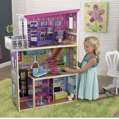 KidKraft Super Model Wooden Dollhouse With Accessories , Furniture, 12 In Dolls - Image 1 of 2