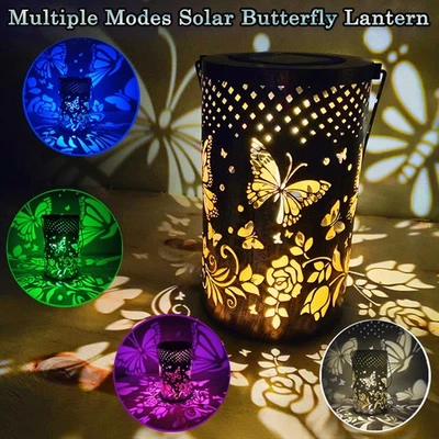 Solar Lantern Hanging Light LED RGB Butterfly Outdoor Yard Lamp Decor Xmas Gift - Image 1 of 4